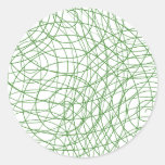 Modern Green Swirl Abstract Round Stickers