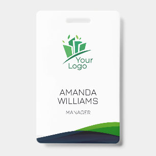 Modern Green Swirl Employee Badge