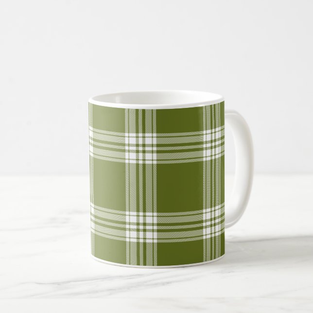 Modern Green Tartan Plaid Coffee Mug (Front Right)