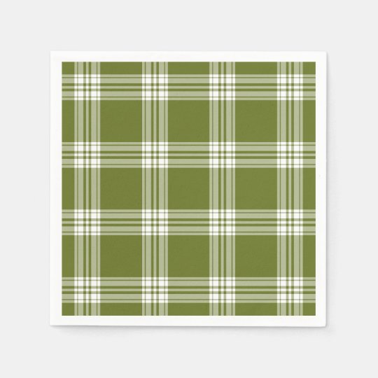 Modern Green Tartan Plaid Paper Napkins