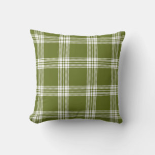 Modern Green Tartan Plaid Throw Pillow