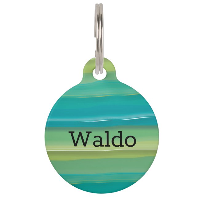 Modern Green Teal Abstract   Pet ID Tag (Front)