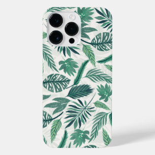 Modern Green Teal Tropical Leaves Design iPhone 14 Pro Max Case