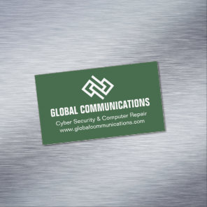 Modern Green Technology Computer Software Company Business Card Magnet