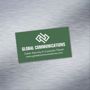 Modern Green Technology Computer Software Company Business Card Magnet