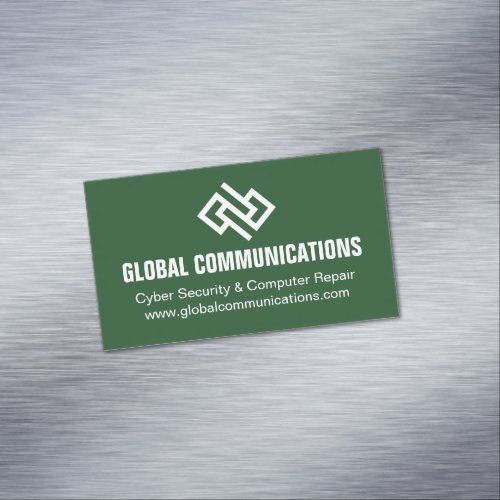 Modern Green Technology Computer Software Company Business Card Magnet