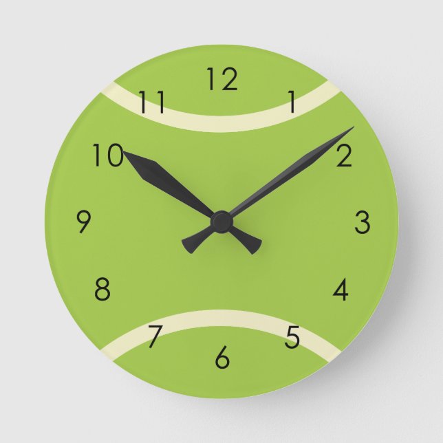 Modern Green Tennis Ball Gift Round Clock (Front)