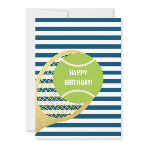Modern Green Tennis Ball Navy Blue Birthday Holiday Card