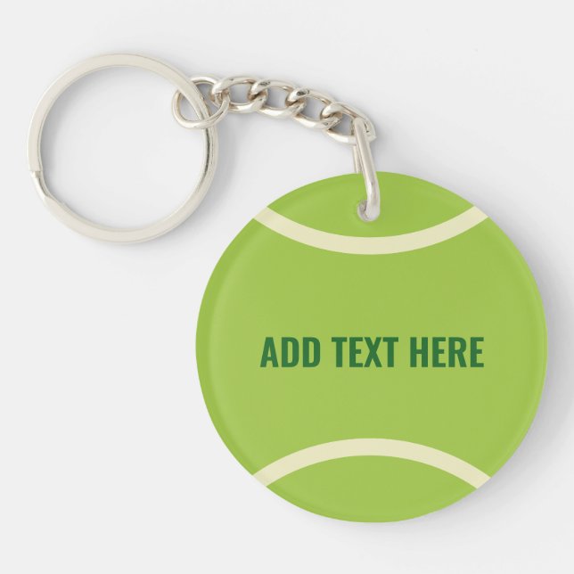 Modern Green Tennis Ball Party Keychain (Front)