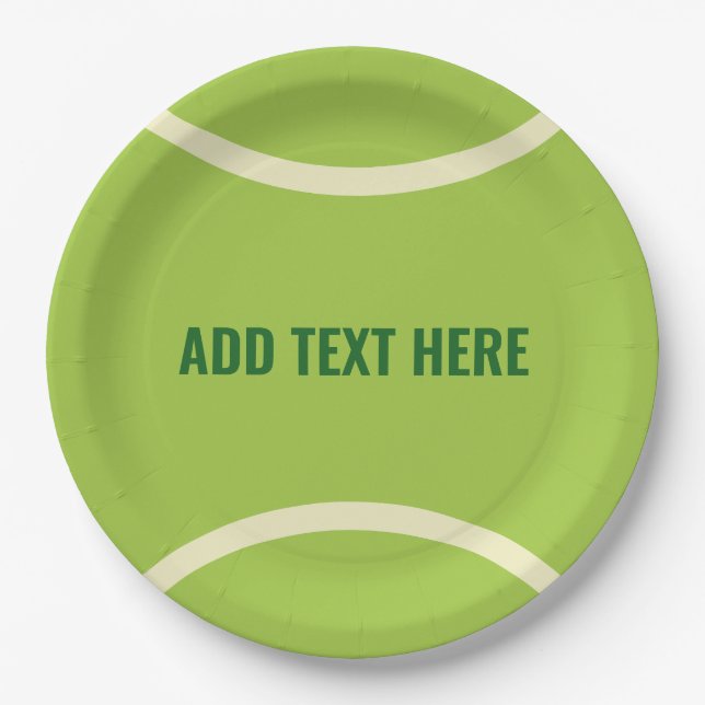 Modern Green Tennis Ball Party Paper Plates (Front)