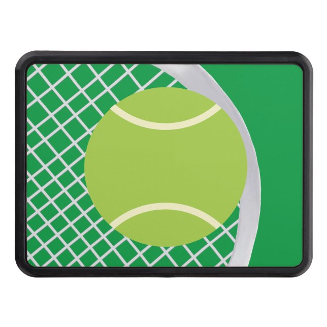 Modern Green Tennis Racket Ball Hitch Cover (Front)