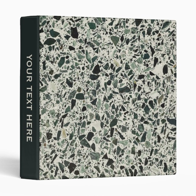 Modern Green Terrazzo Pattern Abstract 3 Ring Binder (Front/Spine)