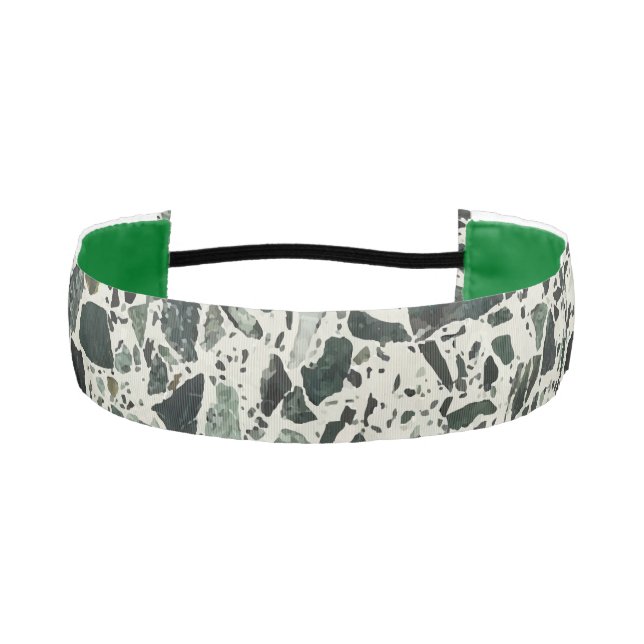 Modern Green Terrazzo Pattern Abstract Athletic Headband (Front)