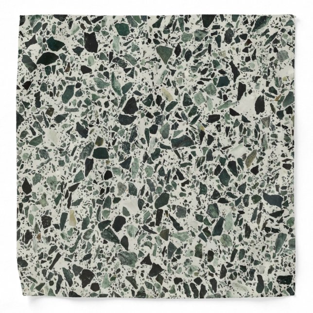 Modern Green Terrazzo Pattern Abstract Bandana (Front)