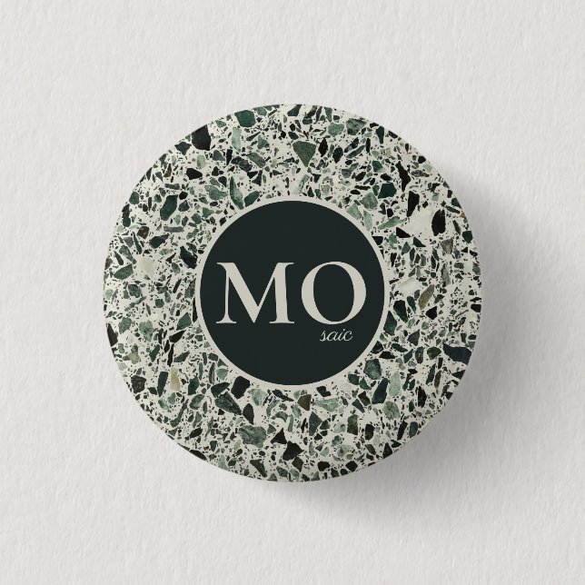 Modern Green Terrazzo Pattern Abstract Button (Front)