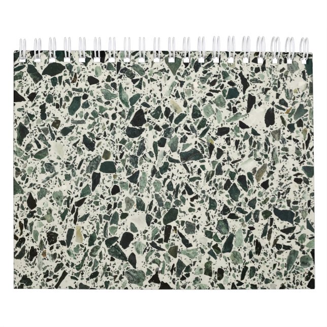 Modern Green Terrazzo Pattern Abstract Calendar (Cover)