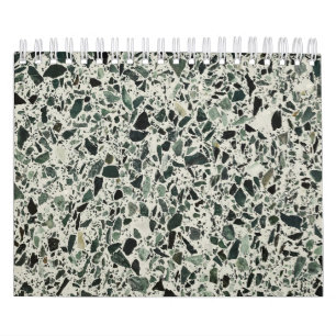 Modern Green Terrazzo Pattern Abstract Calendar