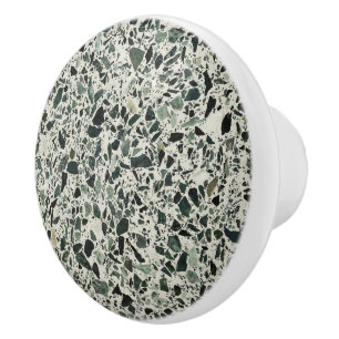 Modern Green Terrazzo Pattern Abstract Ceramic Knob