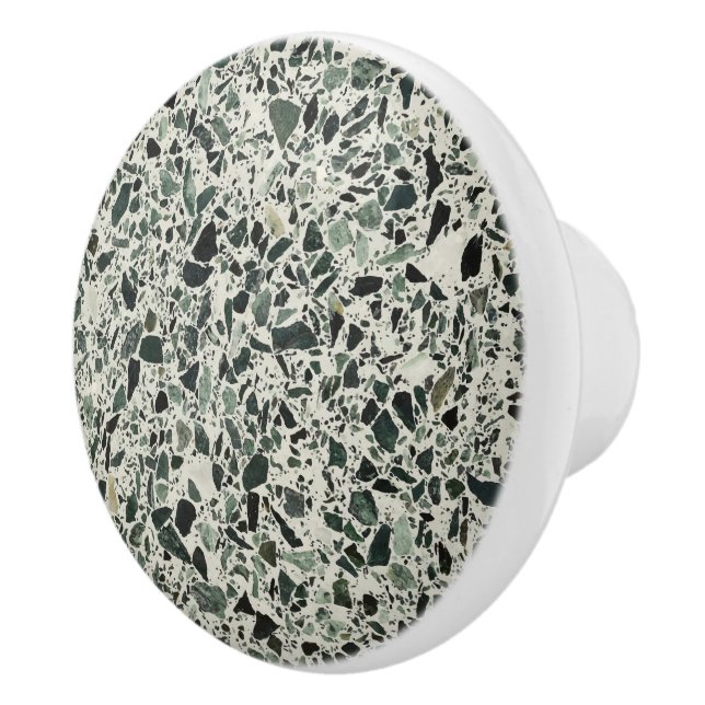 Modern Green Terrazzo Pattern Abstract Ceramic Knob (Right)