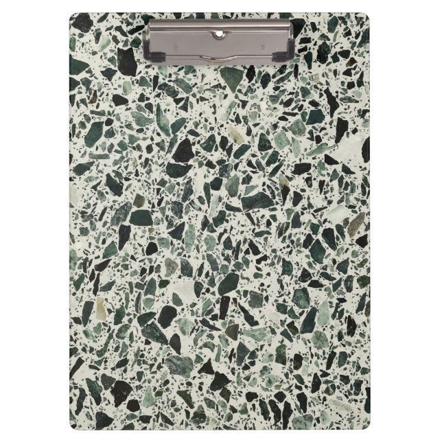 Modern Green Terrazzo Pattern Abstract Clipboard (Front)