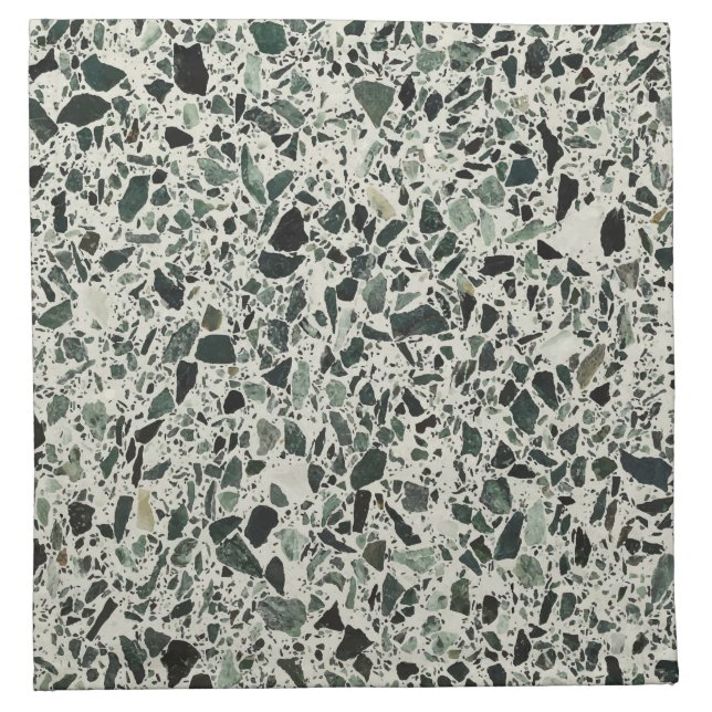 Modern Green Terrazzo Pattern Abstract Cloth Napkin (Front)