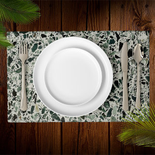 Modern Green Terrazzo Pattern Abstract Cloth Placemat
