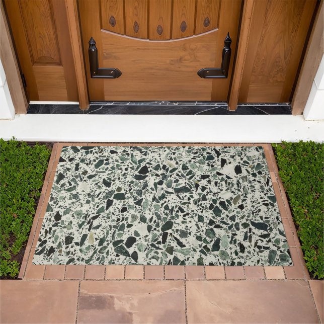 Modern Green Terrazzo Pattern Abstract Doormat (Outdoor)