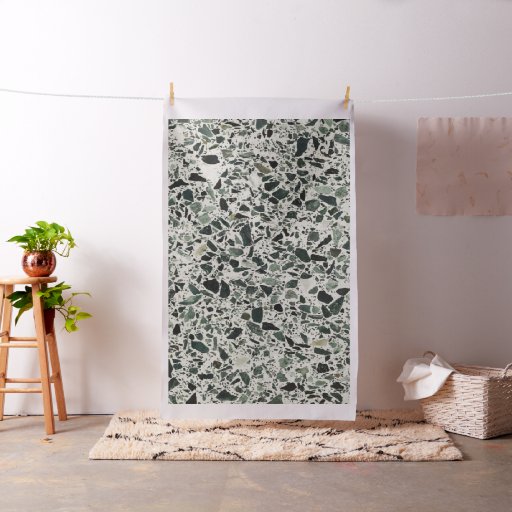 Modern Green Terrazzo Pattern Abstract Fabric