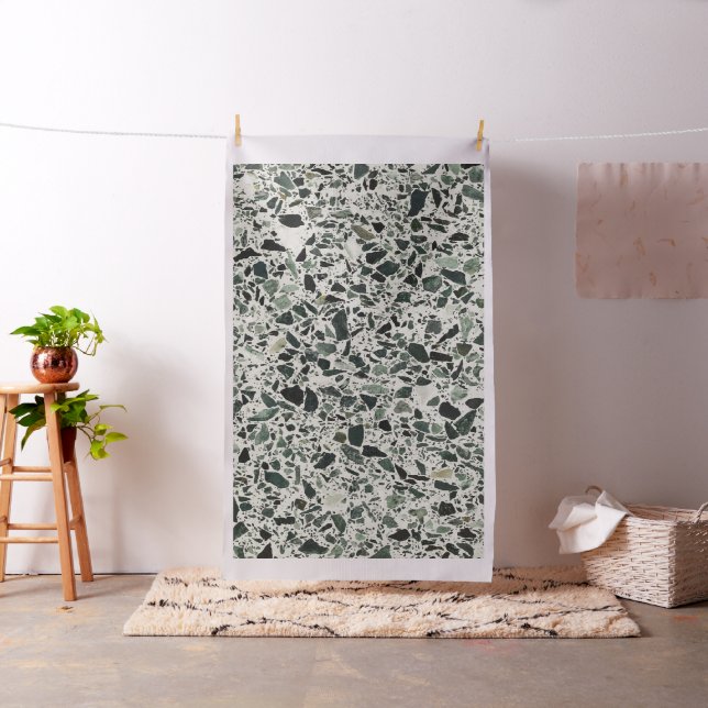 Modern Green Terrazzo Pattern Abstract Fabric (In Situ)