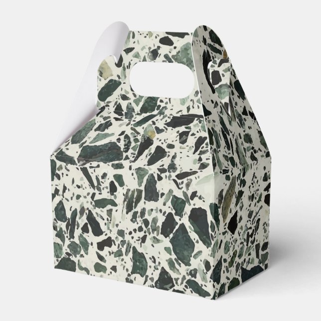 Modern Green Terrazzo Pattern Abstract Favor Boxes (Front Side)
