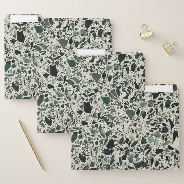 Modern Green Terrazzo Pattern Abstract File Folder (Set)