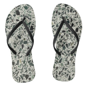 Modern Green Terrazzo Pattern Abstract Flip Flops