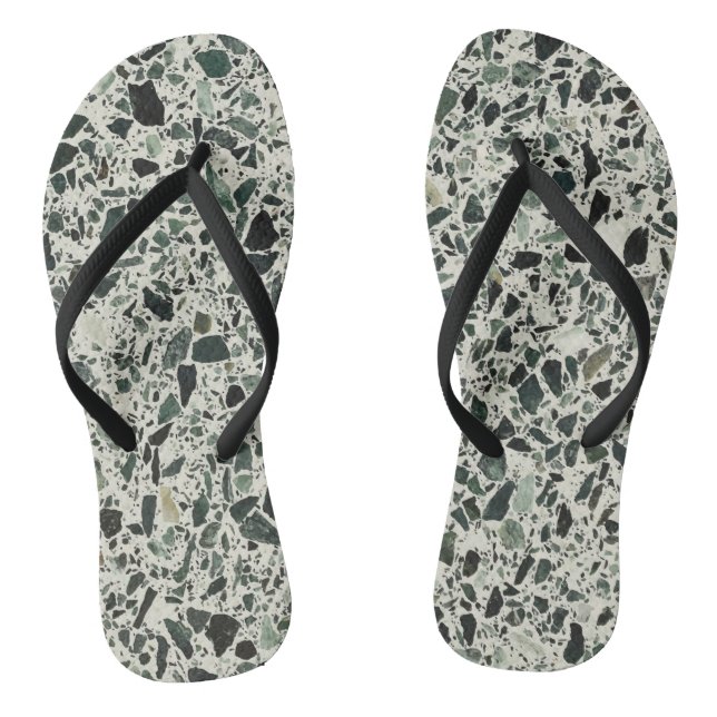 Modern Green Terrazzo Pattern Abstract Flip Flops (Footbed)