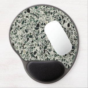 Modern Green Terrazzo Pattern Abstract Gel Mouse Pad