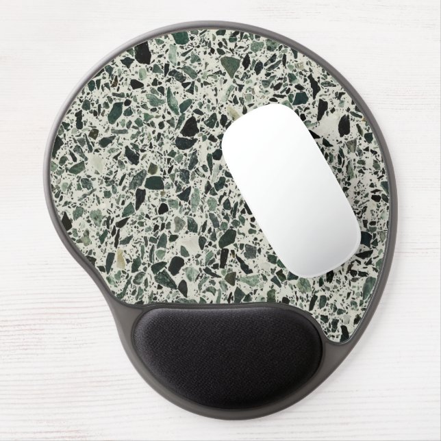 Modern Green Terrazzo Pattern Abstract Gel Mouse Pad (Left Side)