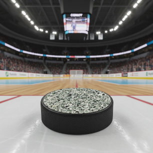 Modern Green Terrazzo Pattern Abstract Hockey Puck