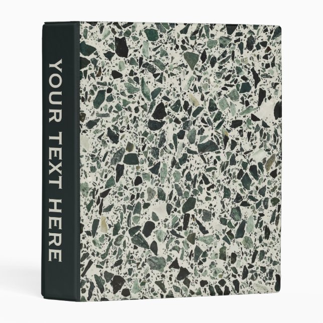 Modern Green Terrazzo Pattern Abstract Mini Binder (Front/Spine)