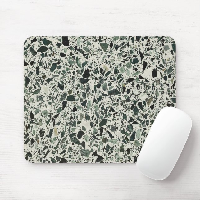 Modern Green Terrazzo Pattern Abstract Mouse Pad (With Mouse)