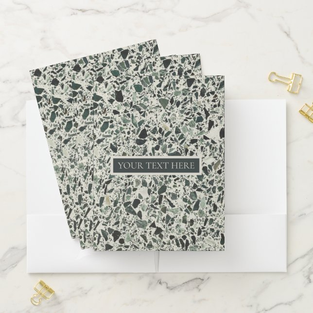 Modern Green Terrazzo Pattern Abstract Pocket Folder (In Situ)