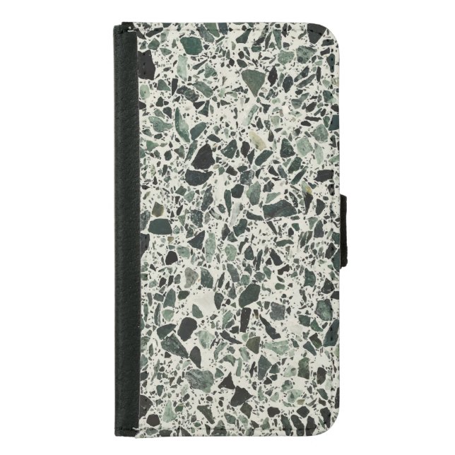 Modern Green Terrazzo Pattern Abstract Samsung Galaxy Wallet Case (Front)