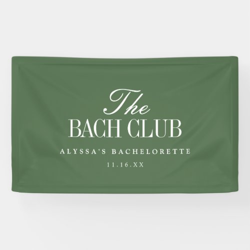 Modern Green "The Bach Club" Bachelorette Party Banner