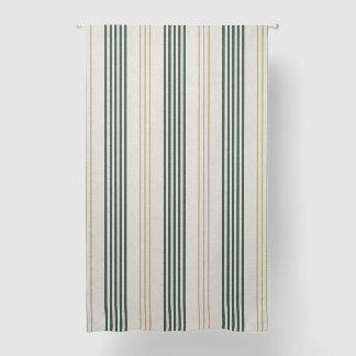 Modern Green Ticking Stripe Linen Texture Blackout Curtains