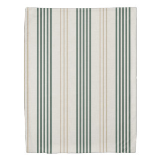Modern Green Ticking Stripe Linen Texture Duvet Cover