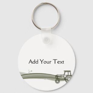 Modern Green Tractor Illustration Keychain