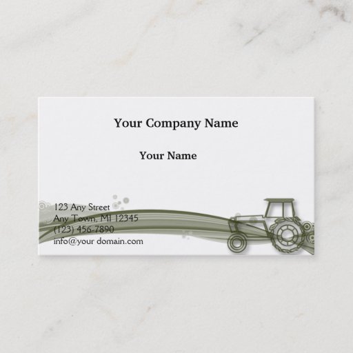 Customizable Modern Green Tractor on Green Fields Illustration Business Card