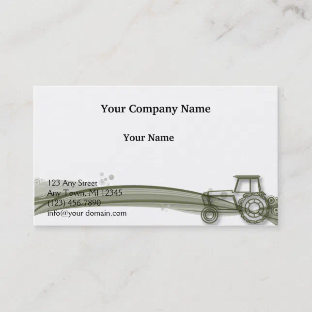 Modern Green Tractor on Green Fields Illustration Business Card | Zazzle