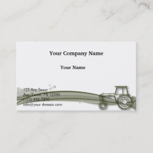 Modern Green Tractor on Green Fields Illustration Business Card