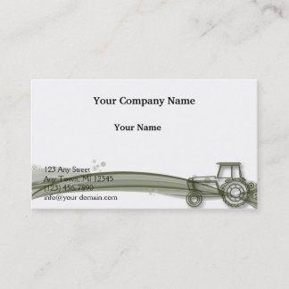 Modern Green Tractor on Green Fields Illustration Business Card