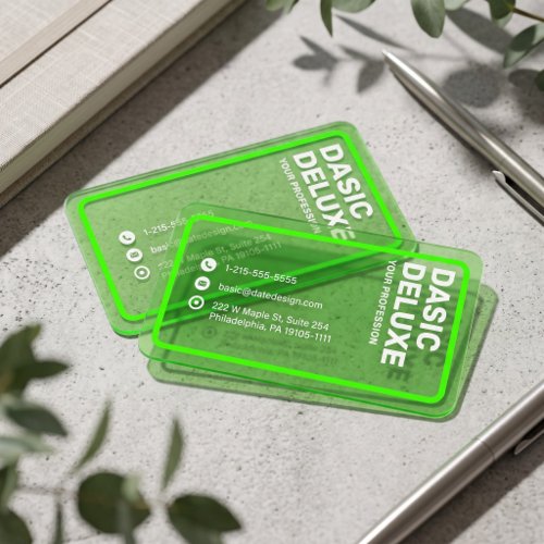 Modern Green Translucent Clear Business Cards