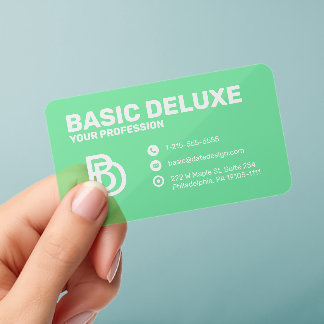 Modern green Translucent with logo Clear Business Cards